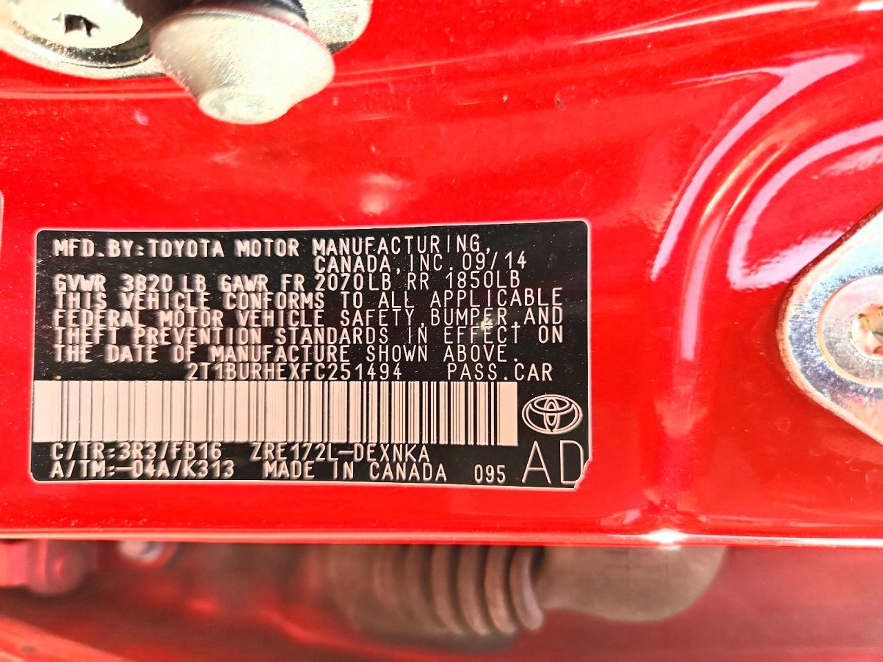 2015 TOYOTA COROLLA LE photo 12