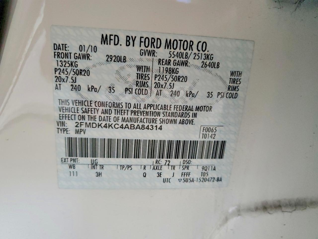 2010 FORD EDGE LIMITED photo 37