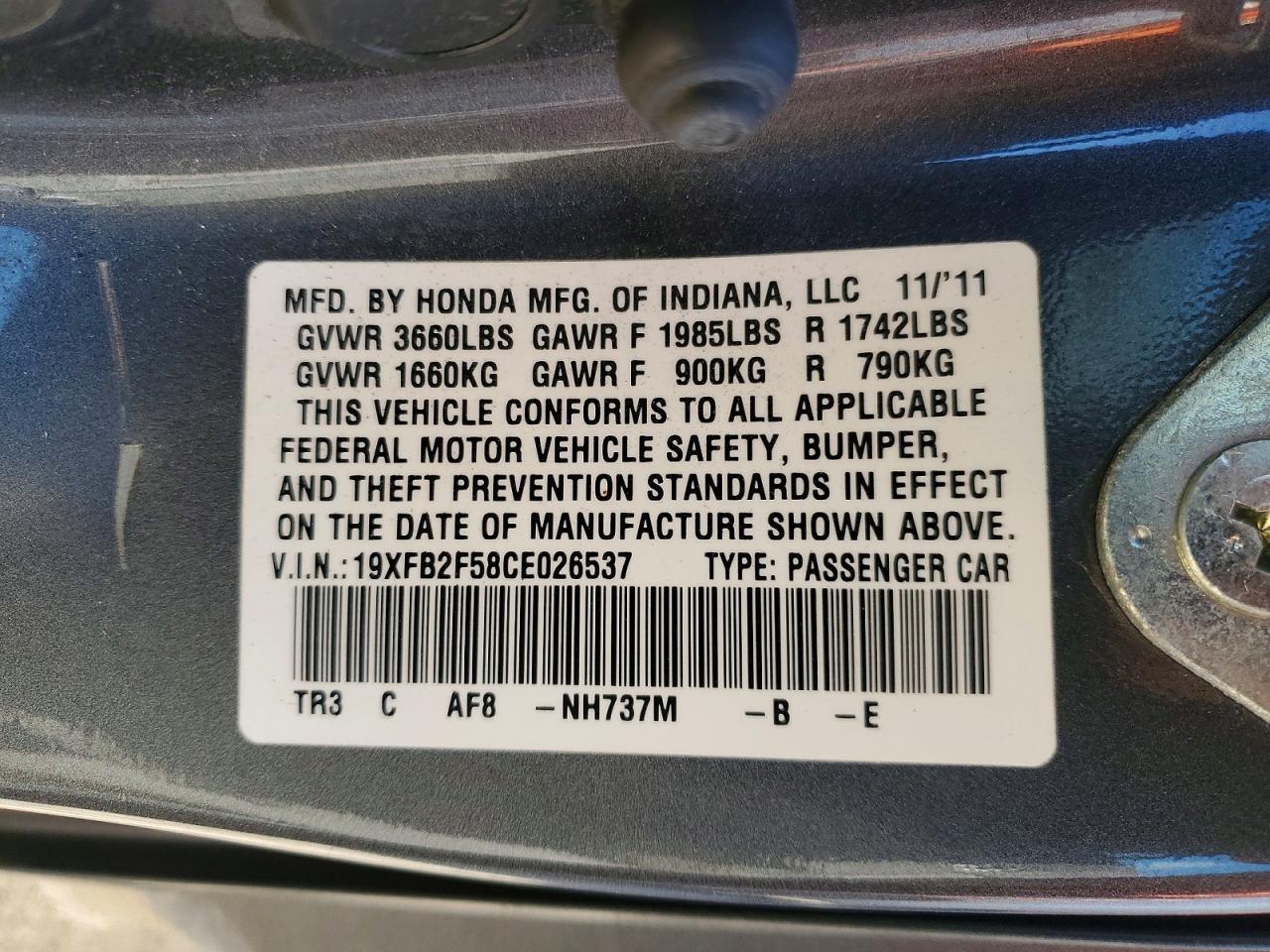 2012 HONDA CIVIC LX photo 34