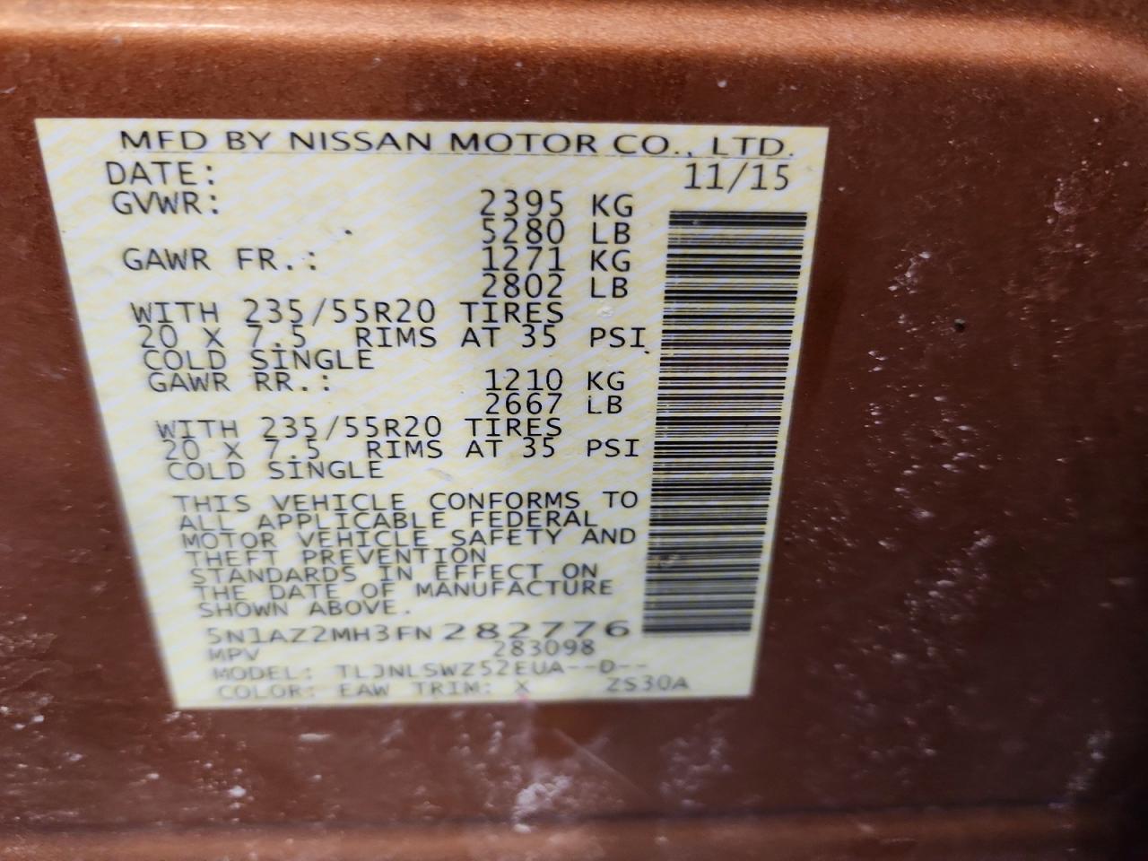 2015 NISSAN MURANO PLATINUM photo 14