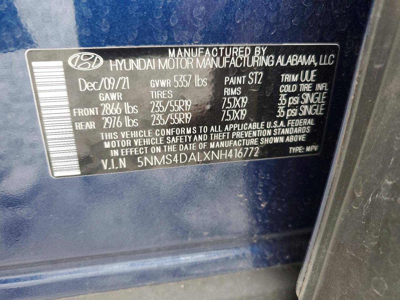 2022 HYUNDAI SANTA FE LIMITED photo 37