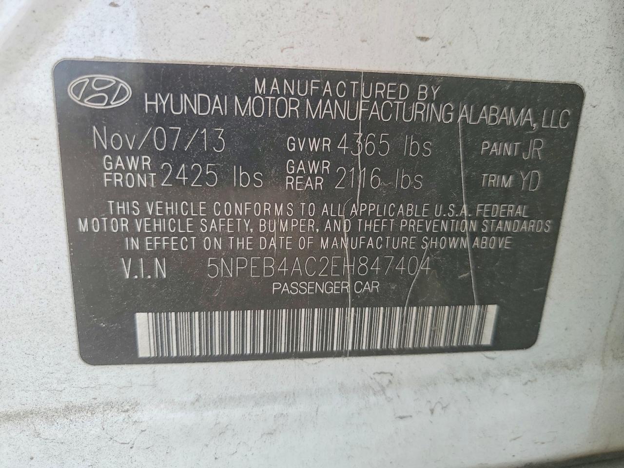 2014 HYUNDAI SONATA GLS photo 23