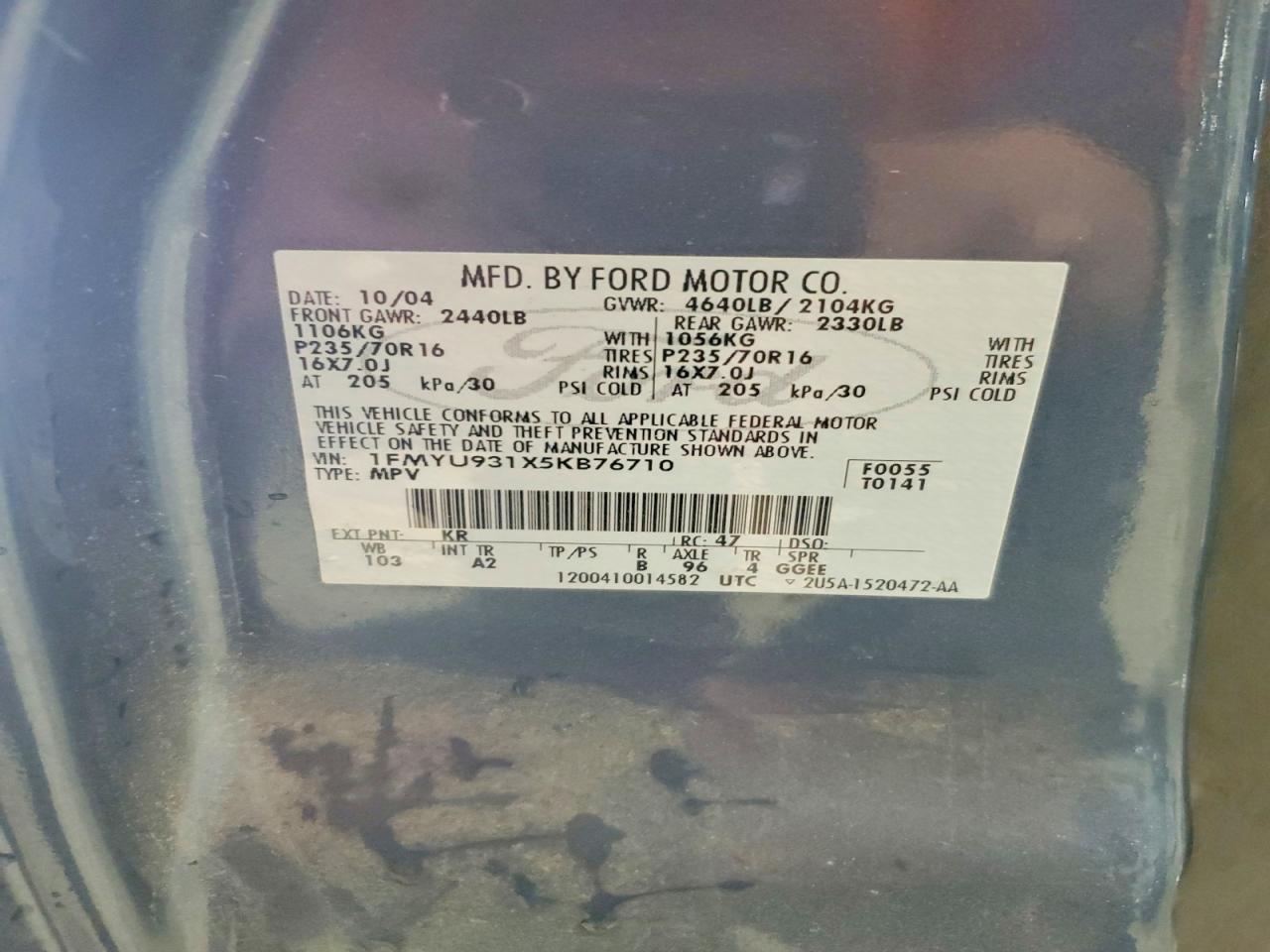 2005 FORD ESCAPE XLT photo 13