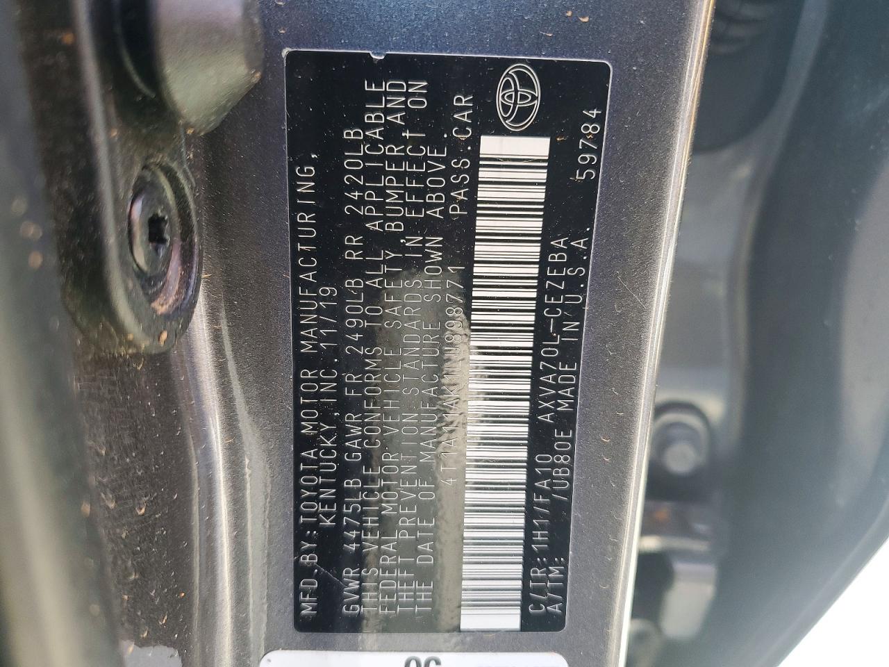 2020 TOYOTA CAMRY L photo 23