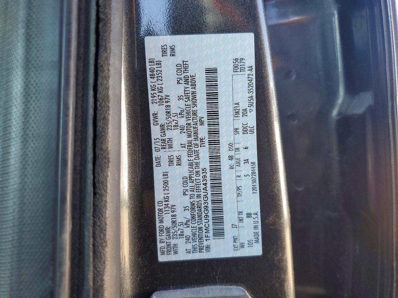2016 FORD ESCAPE SE photo 12