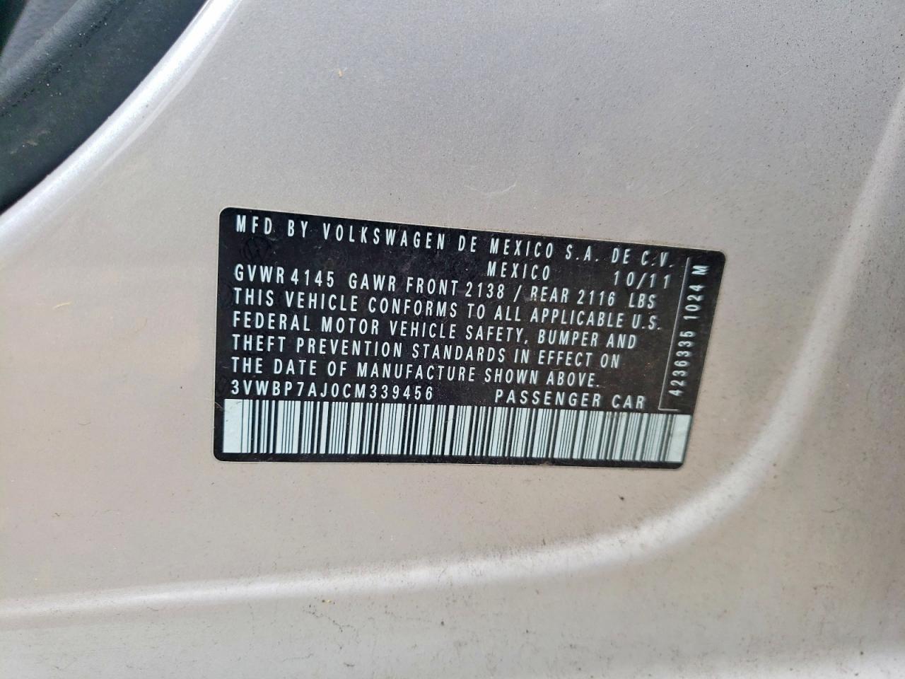 2012 VOLKSWAGEN JETTA SE photo 12