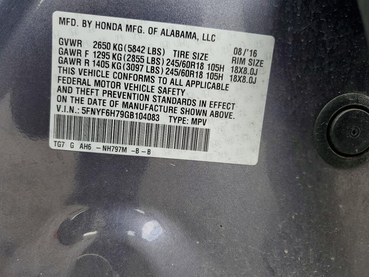 2016 HONDA PILOT EXLN photo 37