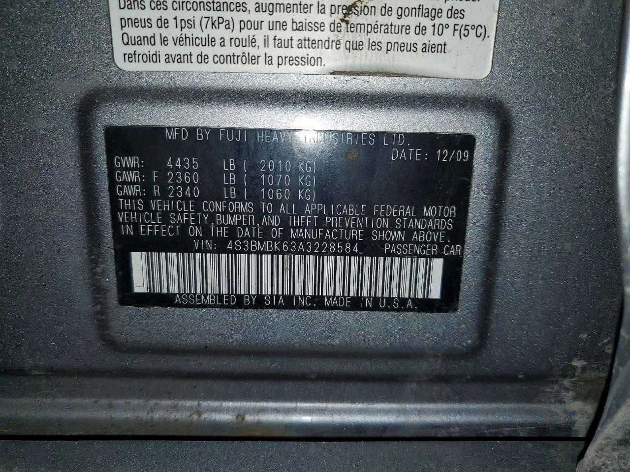 2010 SUBARU LEGACY 2.5I LIMITED photo 13