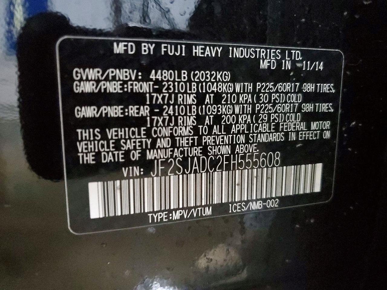 2015 SUBARU FORESTER 2.5I PREMIUM photo 14
