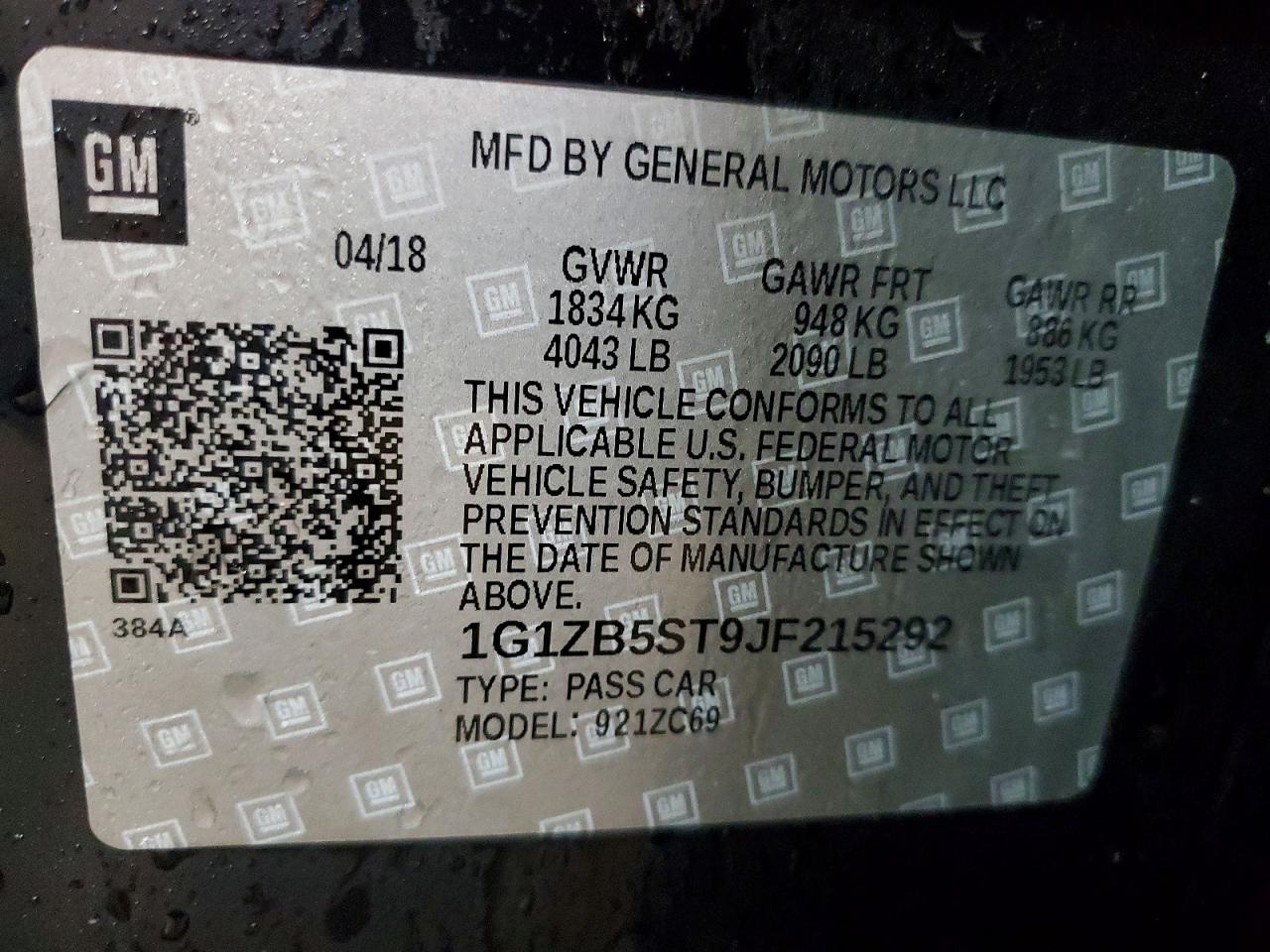 2018 CHEVROLET MALIBU LS photo 12