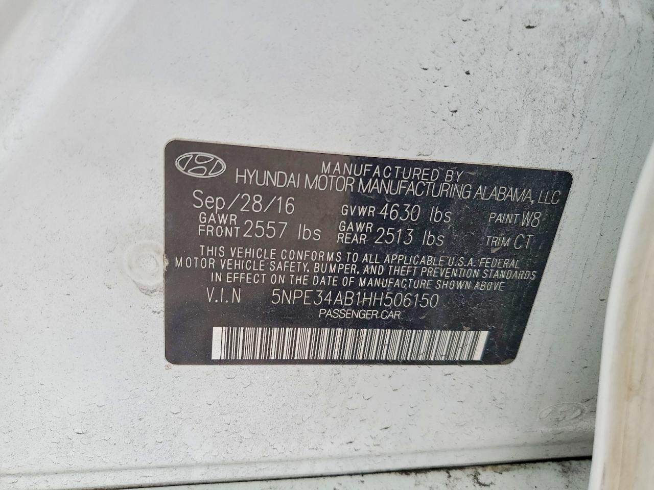 2017 HYUNDAI SONATA SPORT 2.0T photo 12