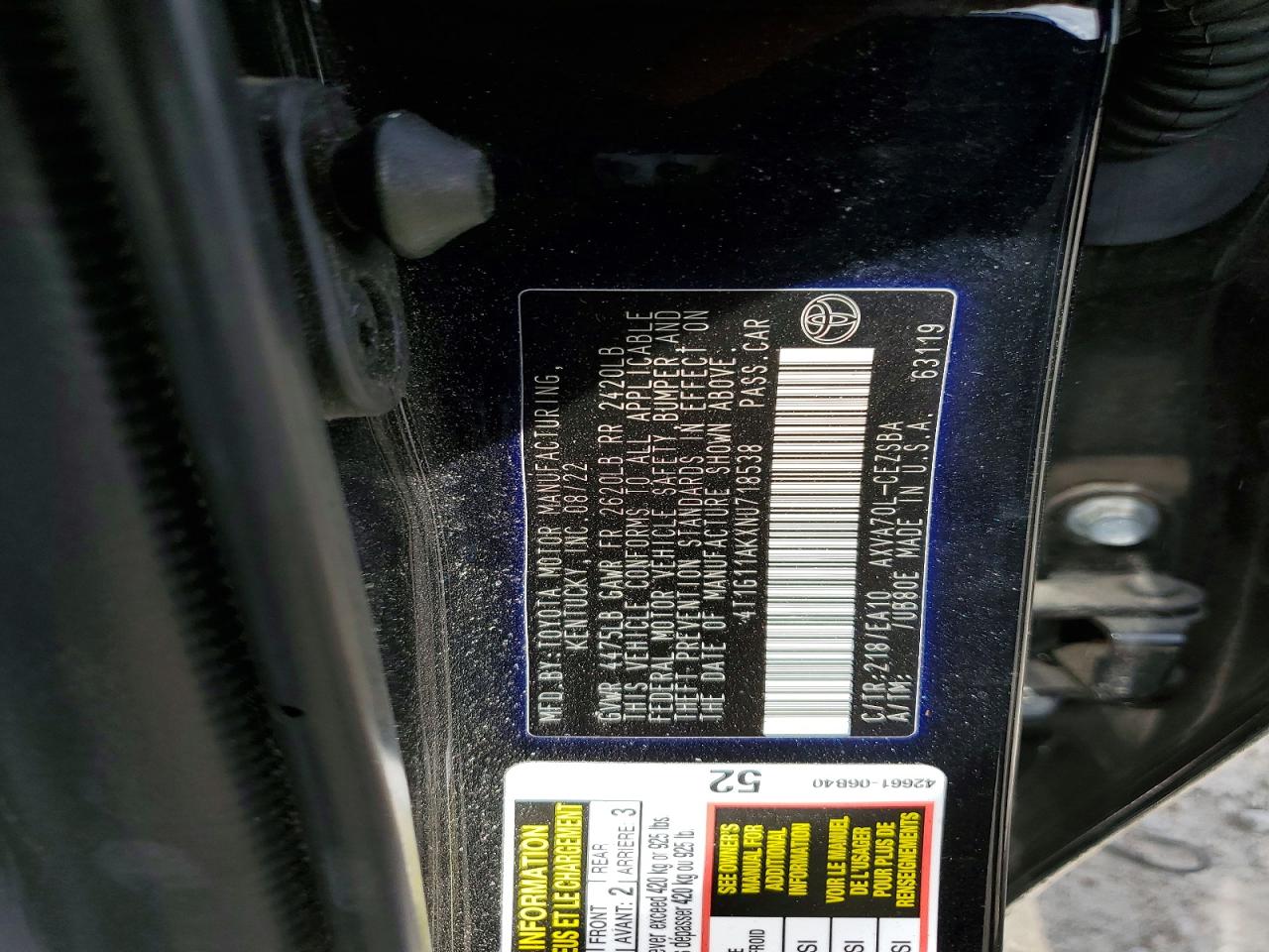 2022 TOYOTA CAMRY SE photo 12
