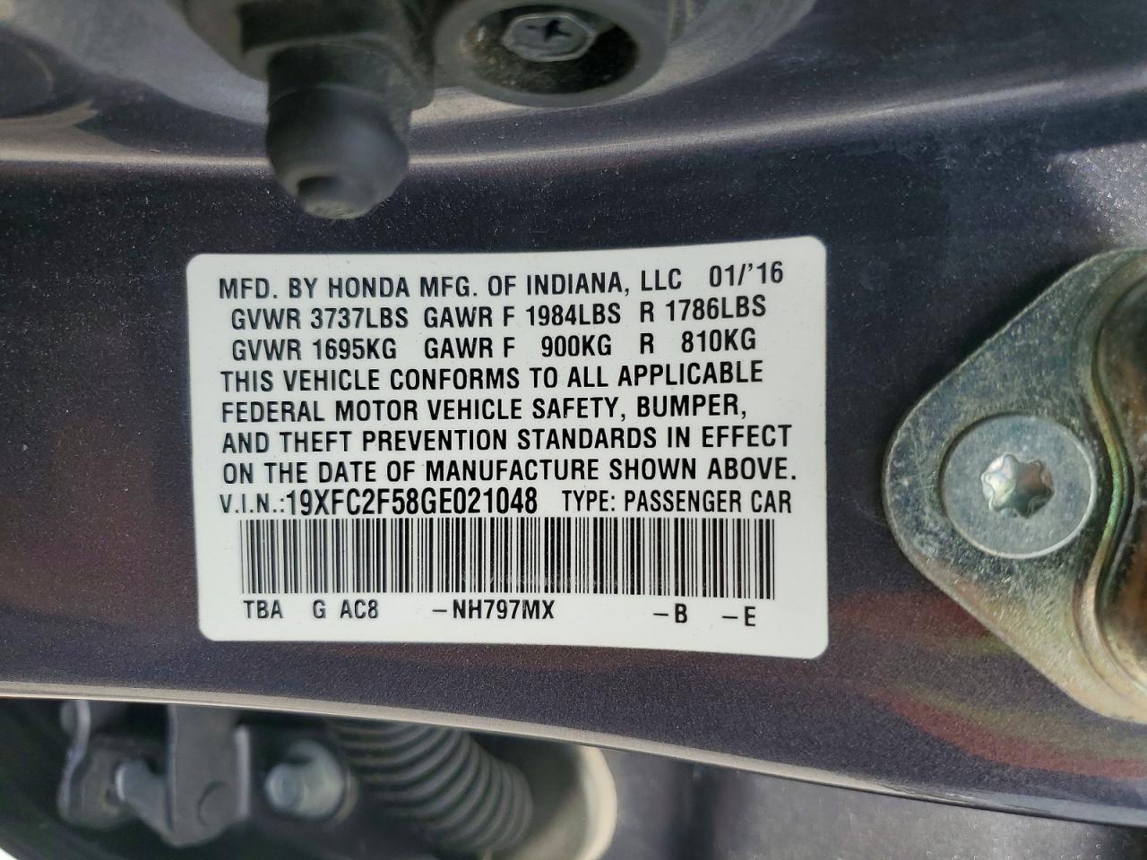 2016 HONDA CIVIC LX photo 12