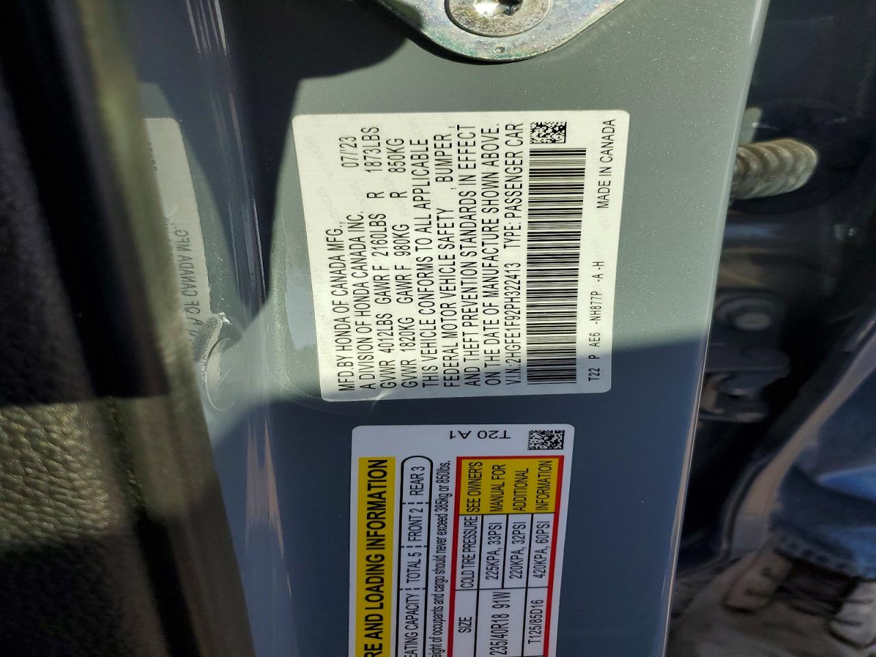 2023 HONDA CIVIC TOURING photo 12