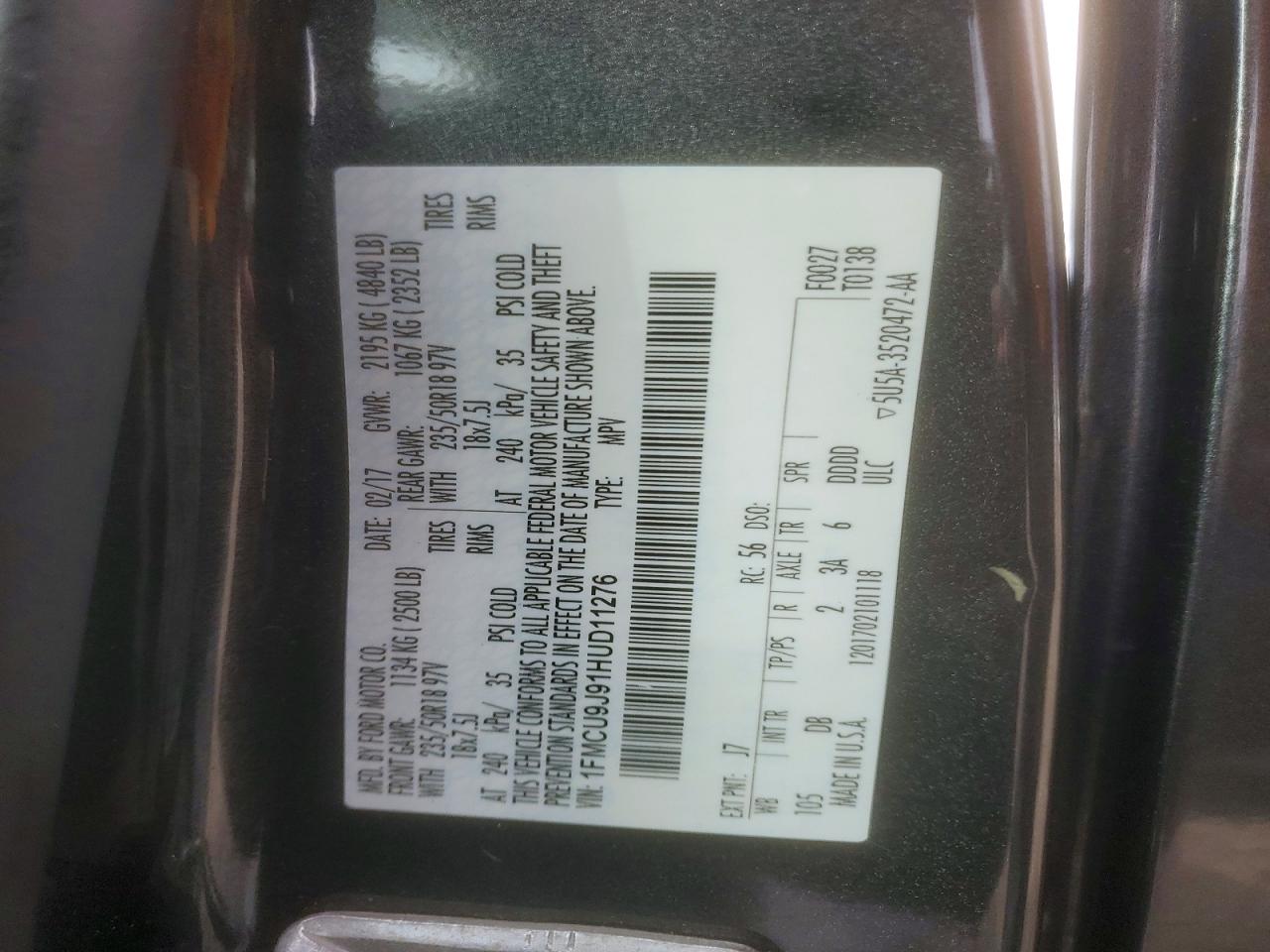 2017 FORD ESCAPE TITANIUM photo 12