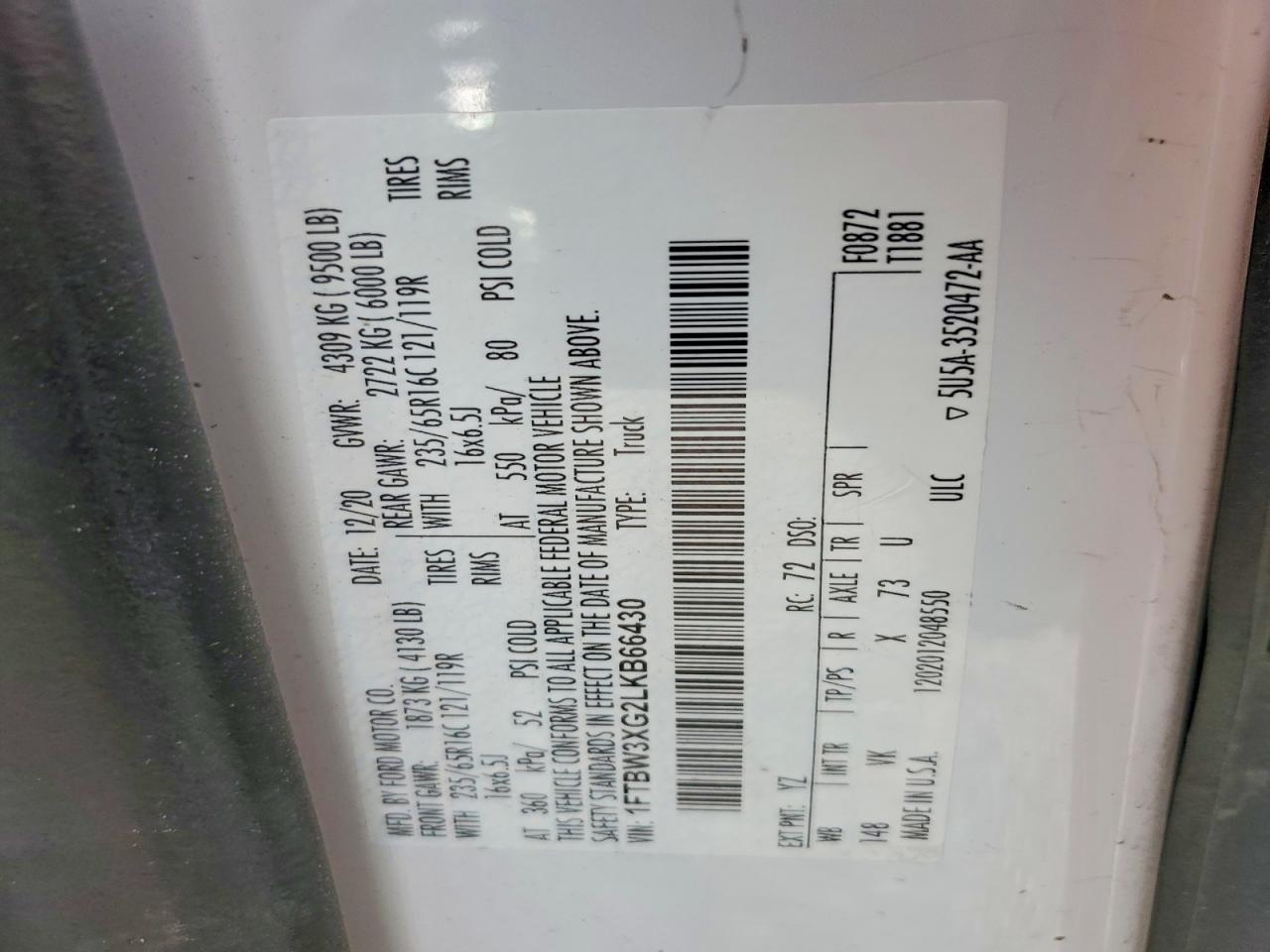 2020 FORD TRANSIT T-350 photo 40