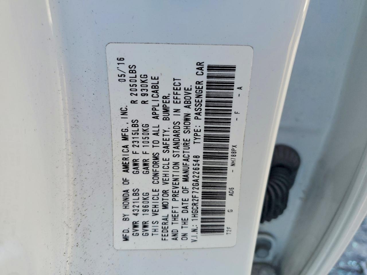 2016 HONDA ACCORD EX photo 23