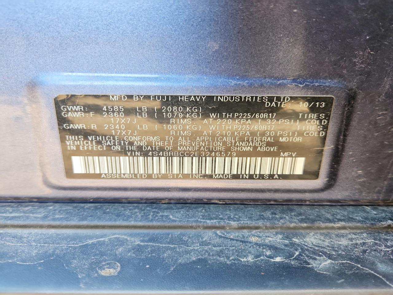 2014 SUBARU OUTBACK 2.5I PREMIUM photo 13
