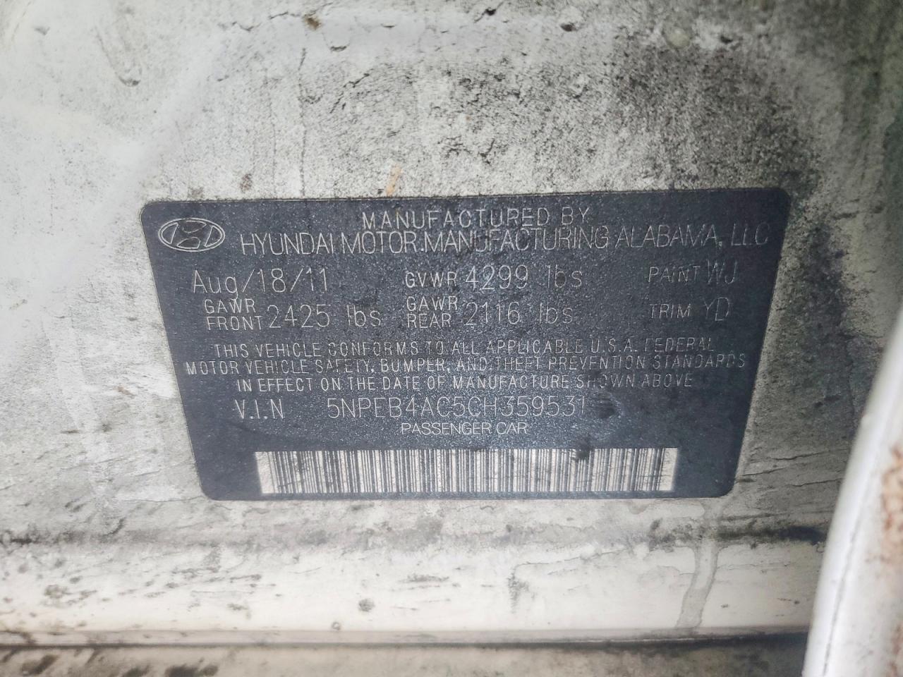 2012 HYUNDAI SONATA GLS photo 23