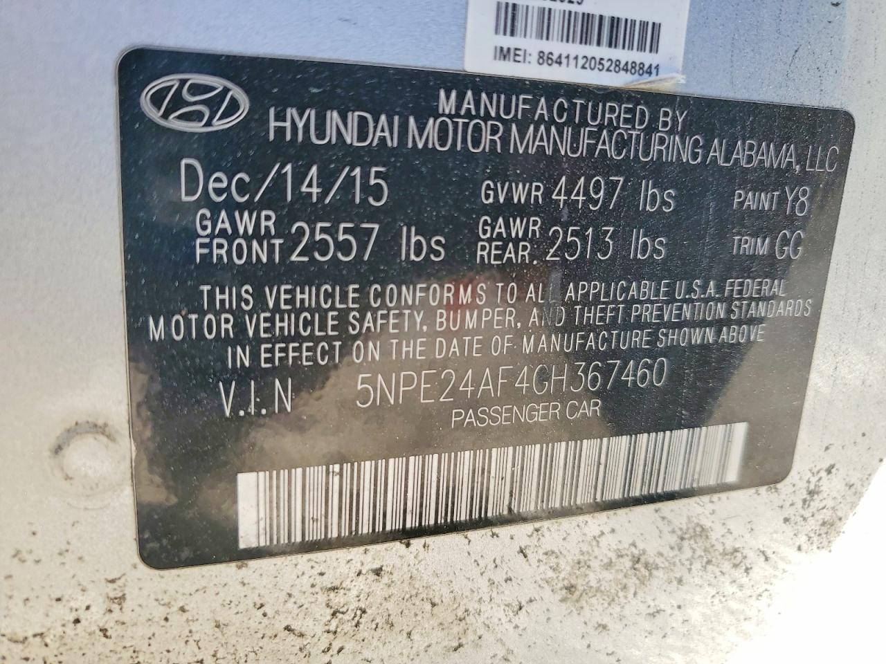 2016 HYUNDAI SONATA SE photo 12