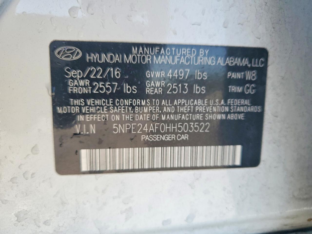 2017 HYUNDAI SONATA BASE photo 37