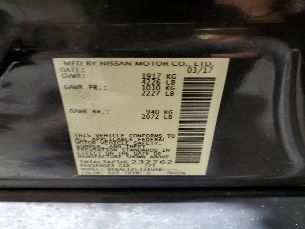 2017 NISSAN ALTIMA 2.5 SV photo 12