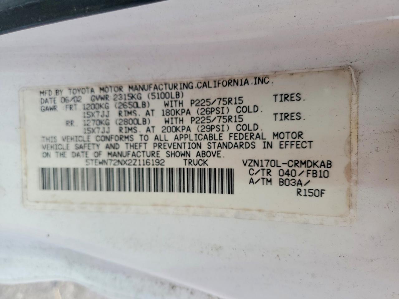 2002 TOYOTA TACOMA V6 photo 23