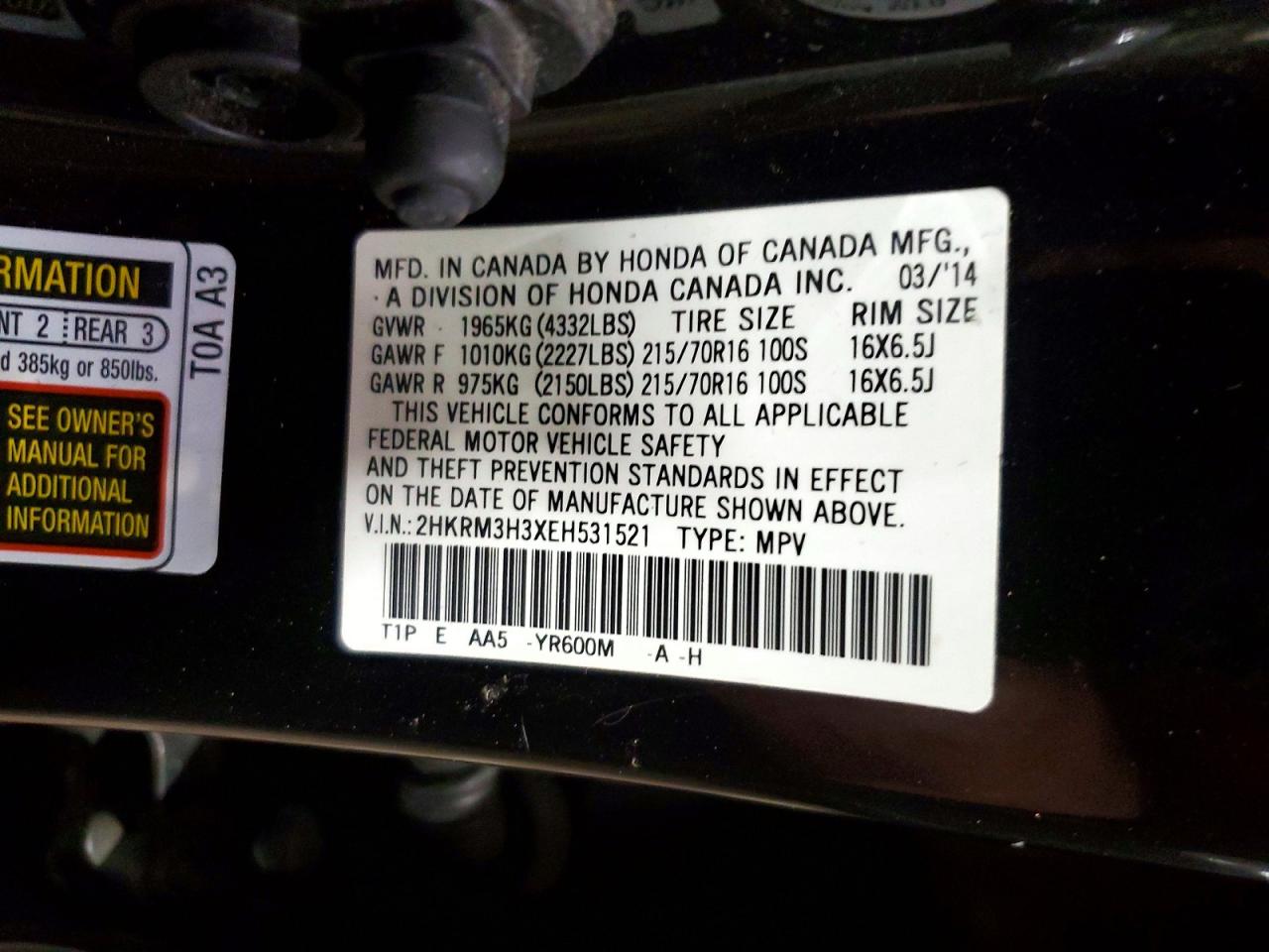 2014 HONDA CR-V LX photo 13