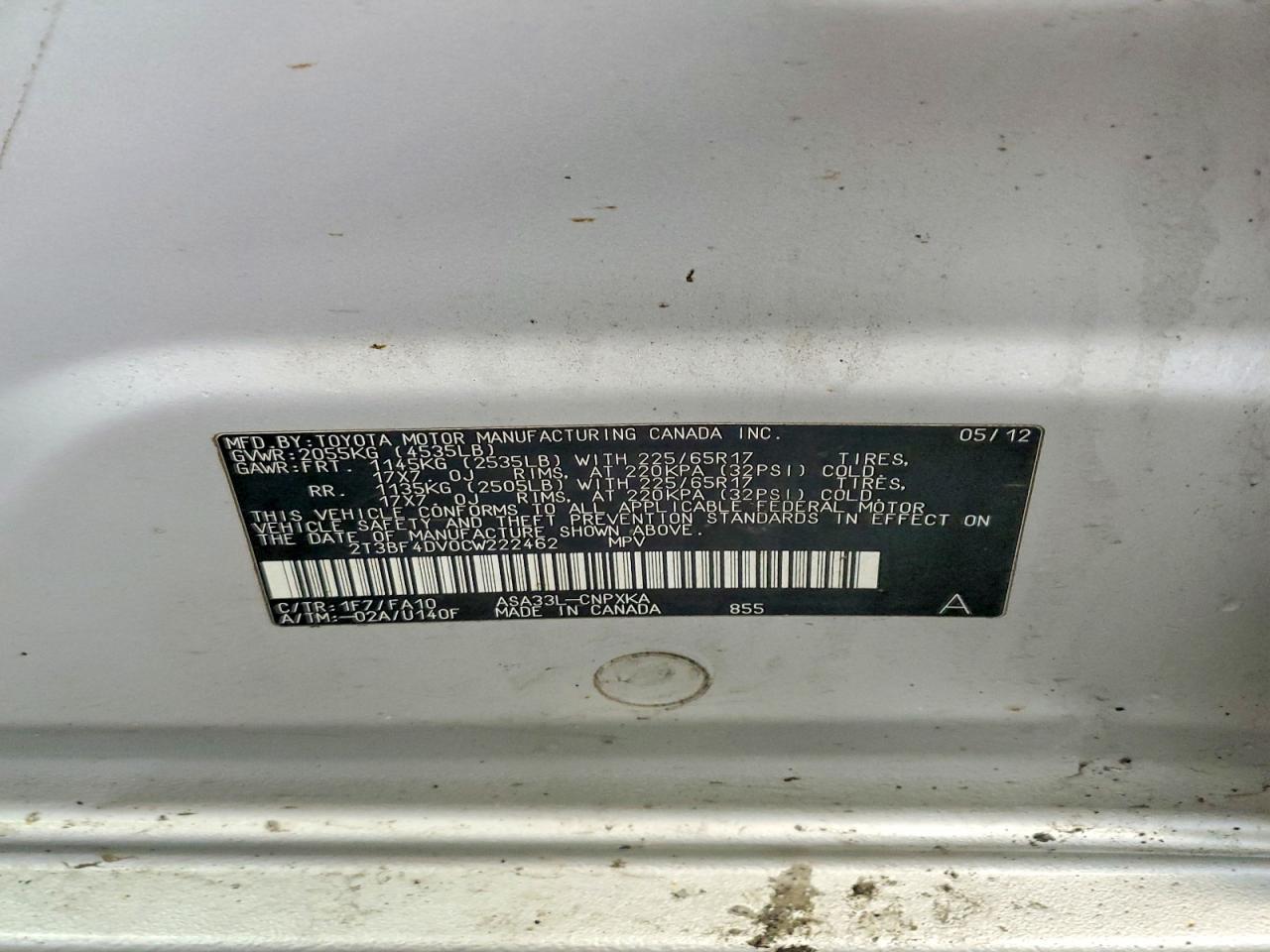 2012 TOYOTA RAV4 BASE photo 13