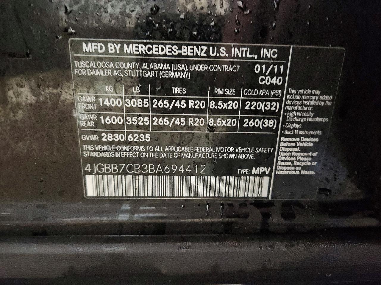 2011 MERCEDES-BENZ ML 550 4MATIC photo 13