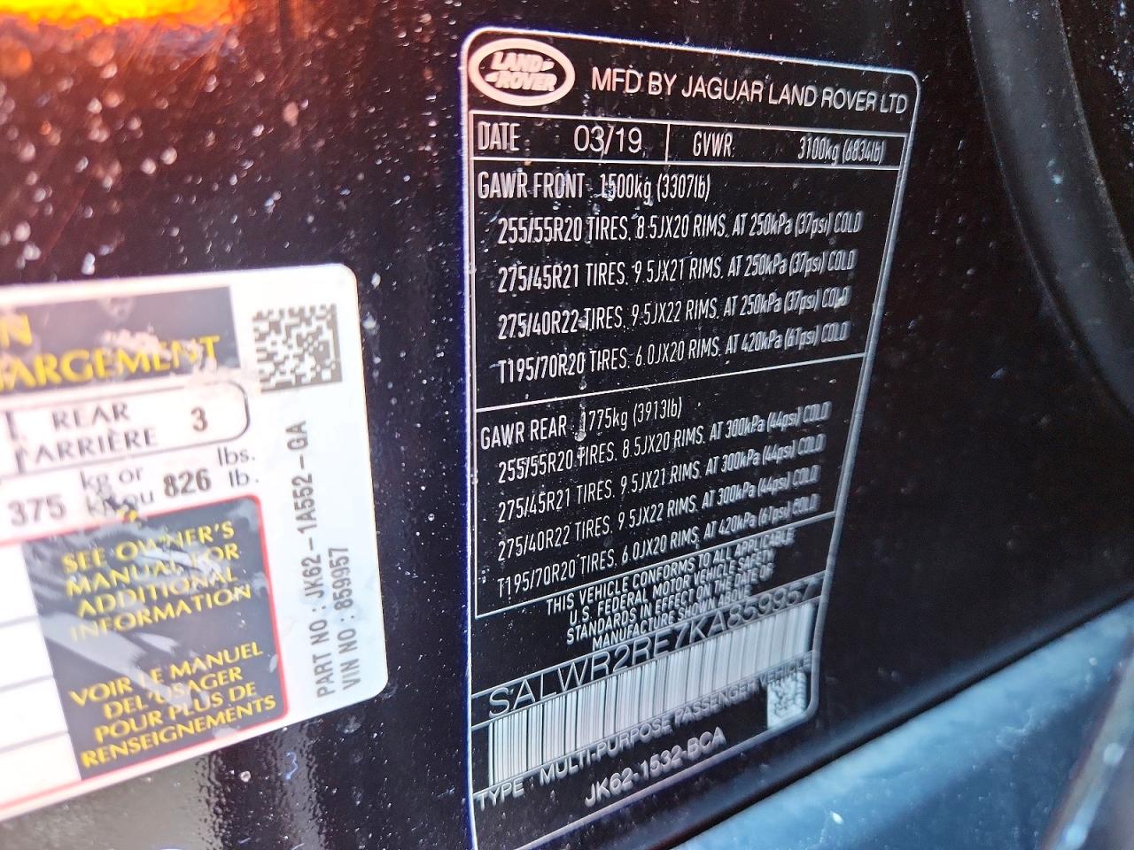 2019 LAND ROVER RANGE ROVER SPORT SUPERCHARGED DYNAMIC photo 40