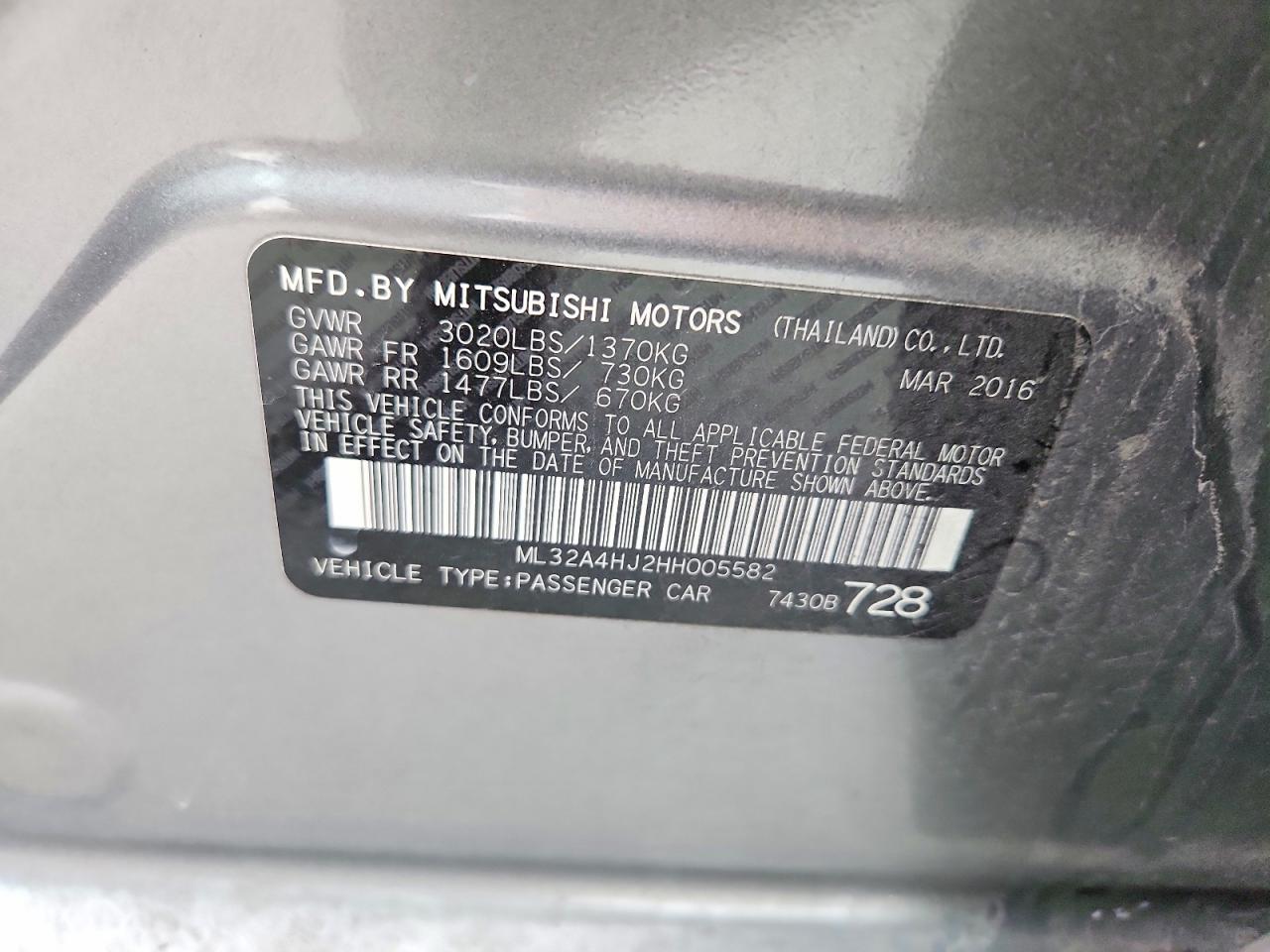 2017 MITSUBISHI MIRAGE SE photo 13