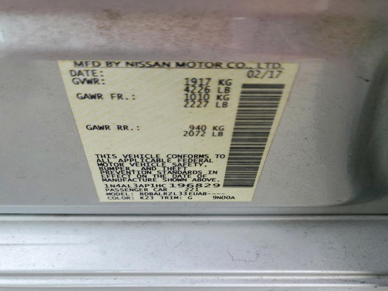 2017 NISSAN ALTIMA 2.5 SL photo 34