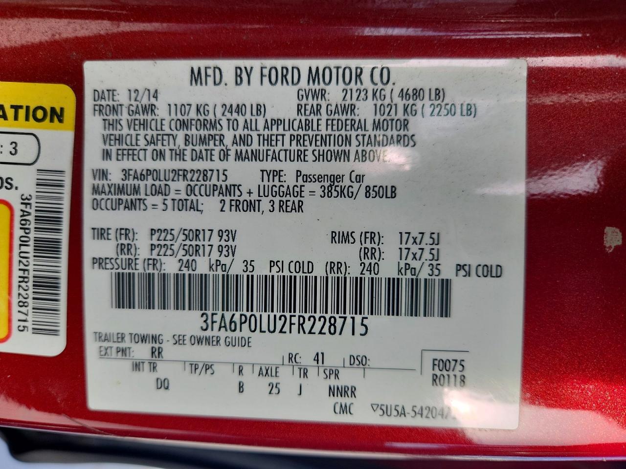 2015 FORD FUSION SE HYBRID photo 34