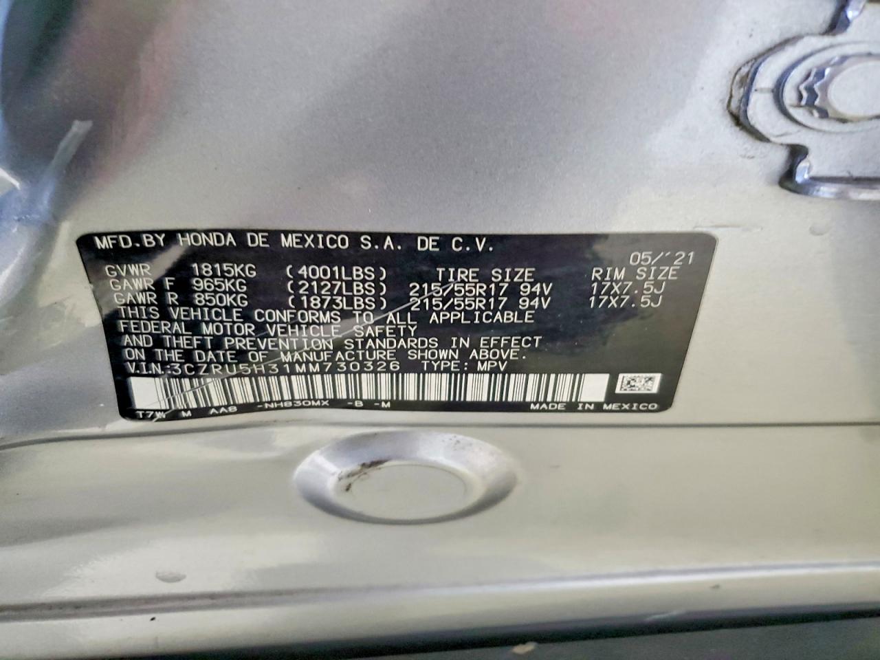 2021 HONDA HR-V LX photo 12