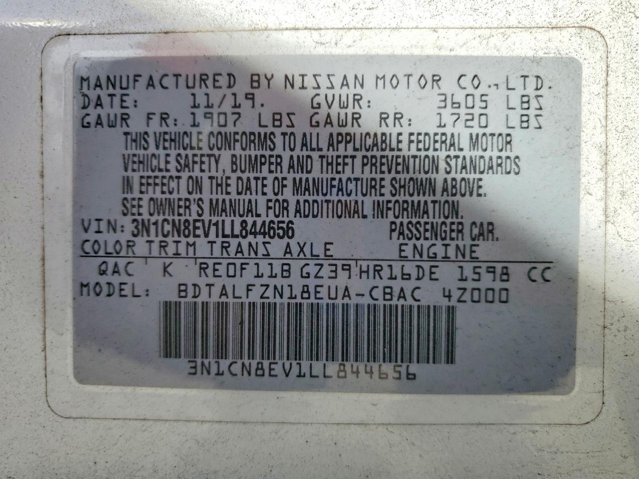 2020 NISSAN VERSA SV photo 23