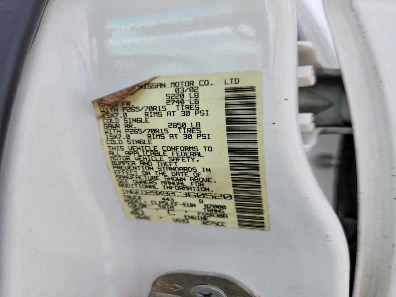 2002 NISSAN FRONTIER XE-V6 photo 23
