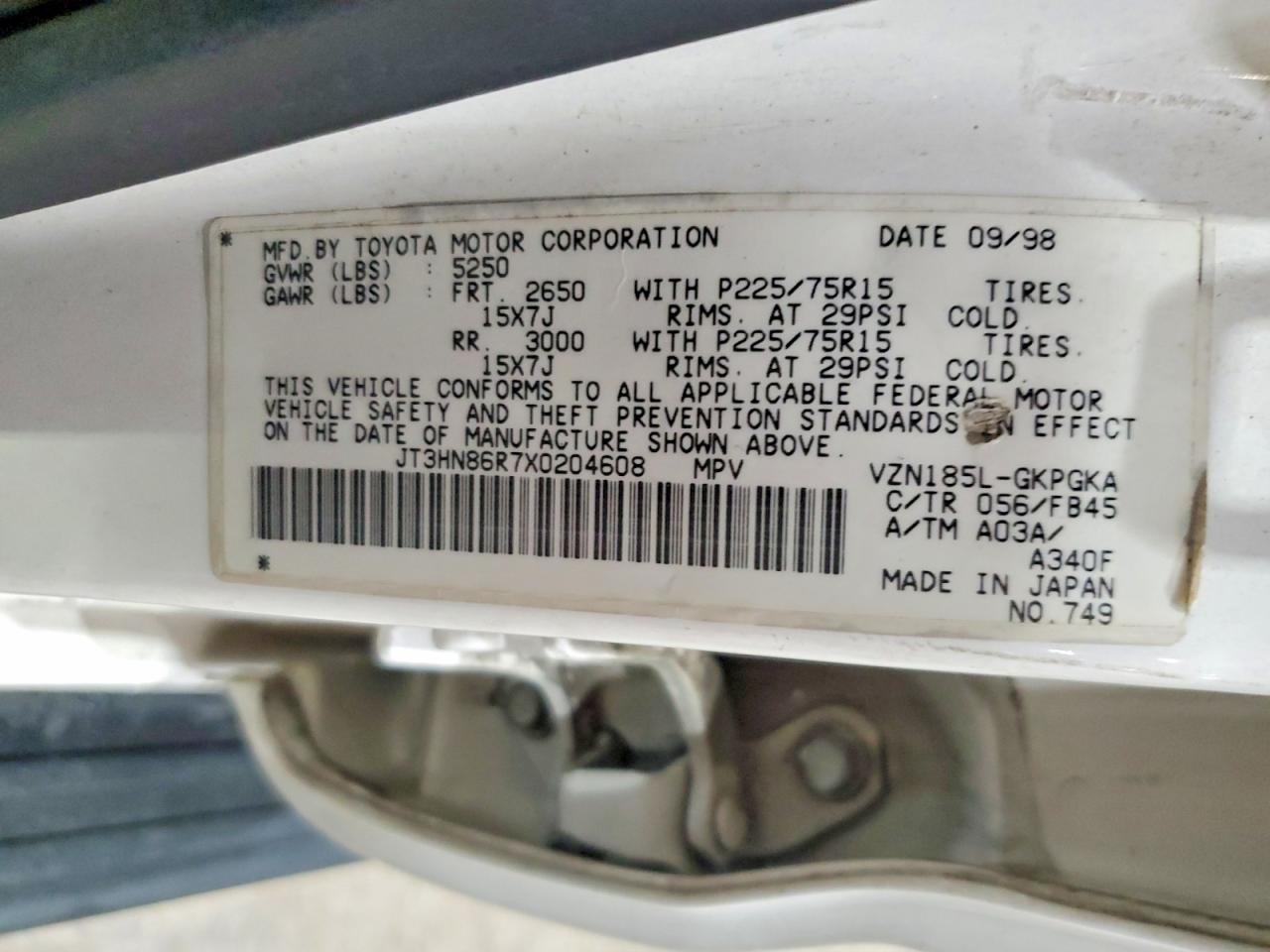 1999 TOYOTA 4RUNNER SR5 photo 13