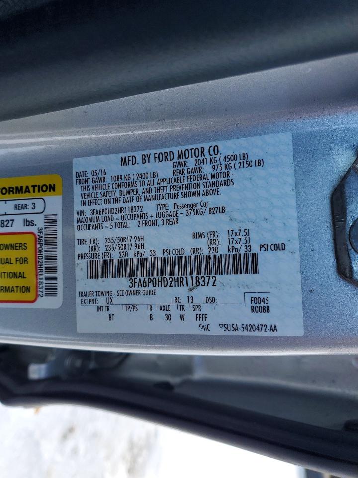 2017 FORD FUSION SE photo 23