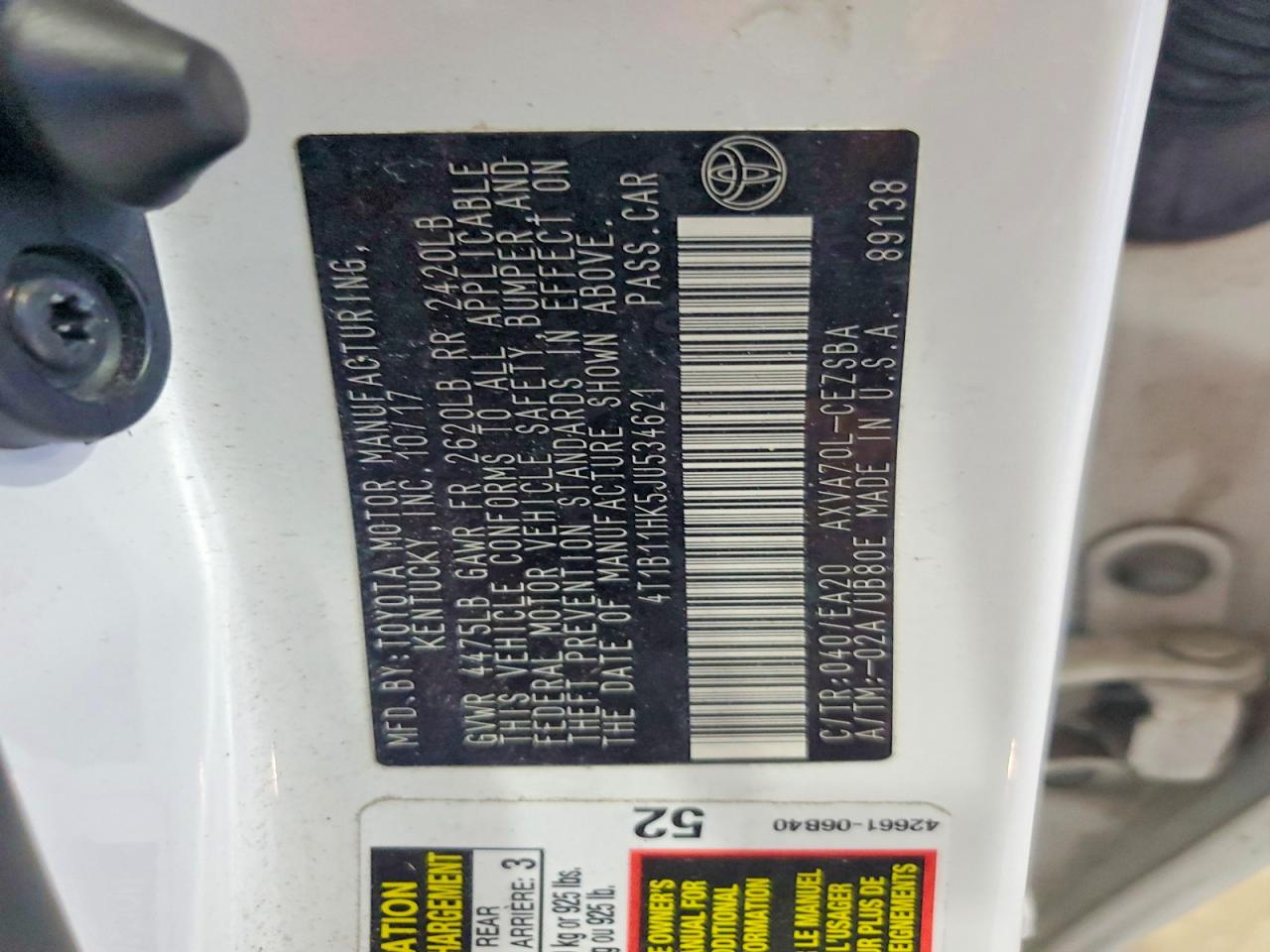 2018 TOYOTA CAMRY SE photo 12