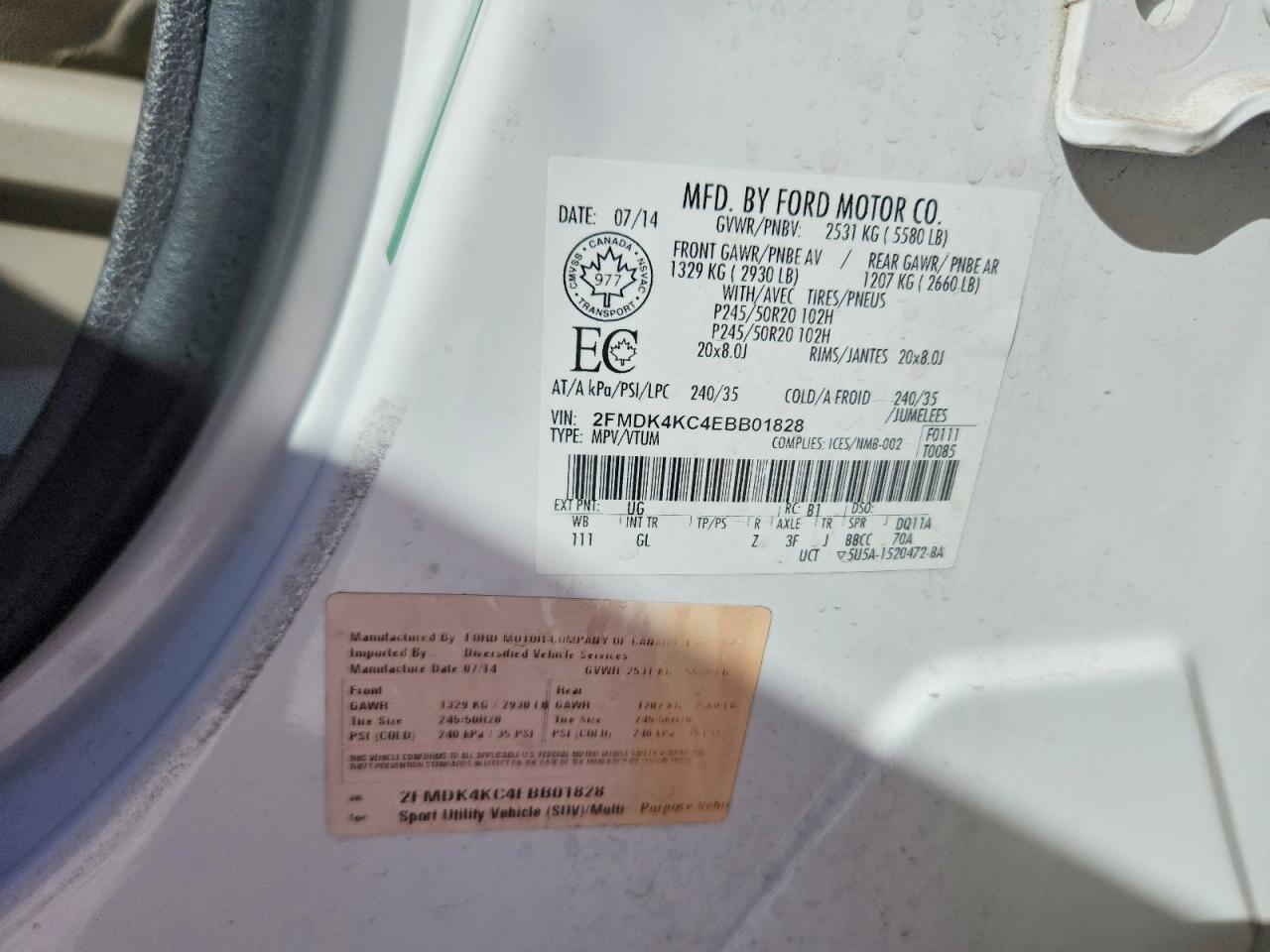 2014 FORD EDGE LIMITED photo 13
