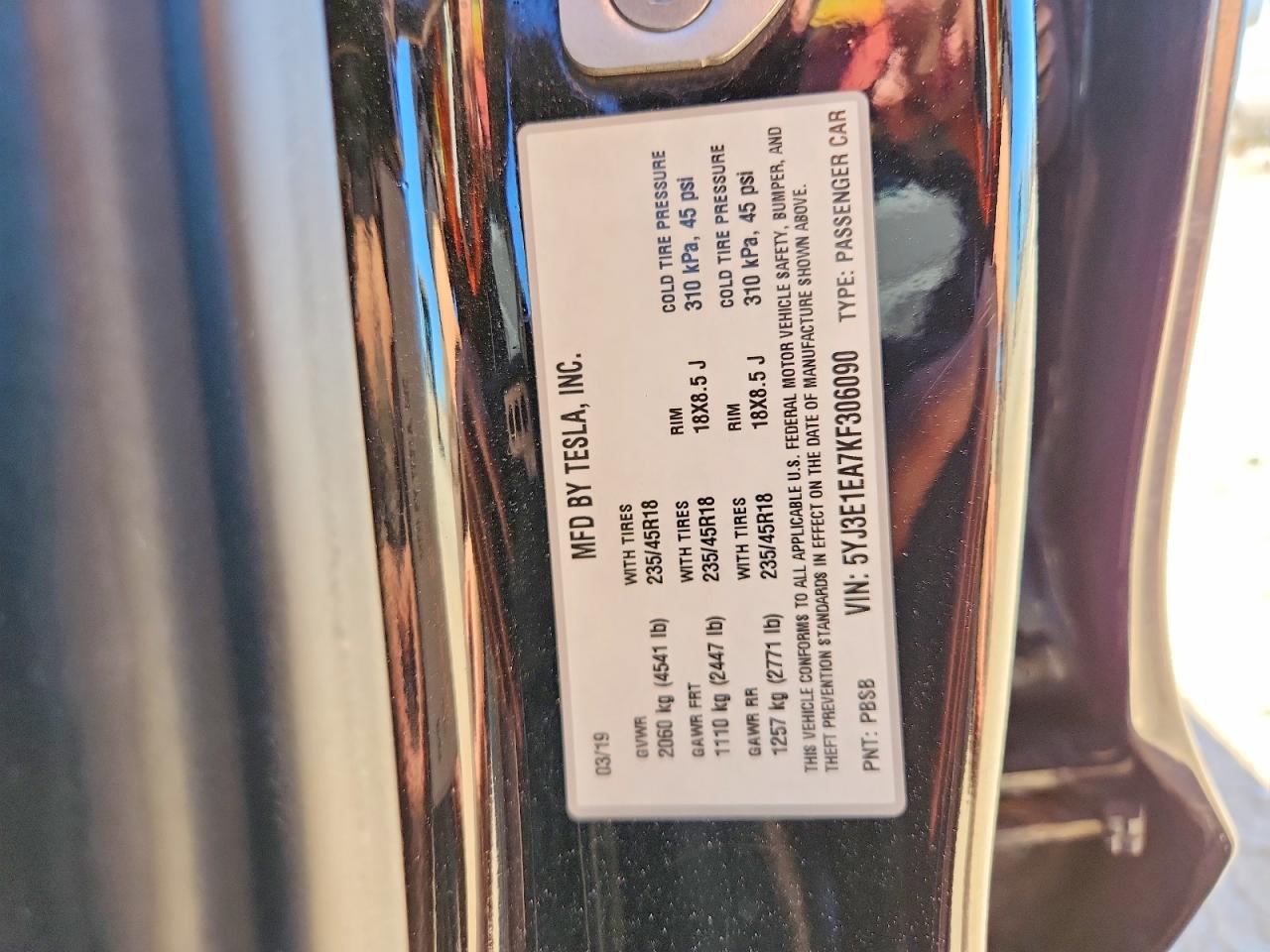 2019 TESLA MODEL 3 photo 12