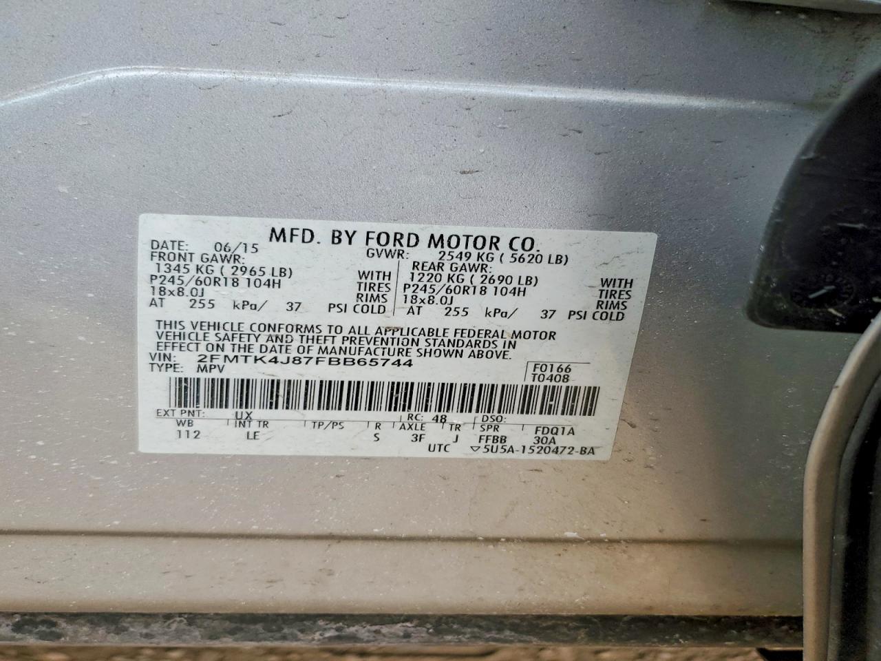 2015 FORD EDGE SEL photo 34