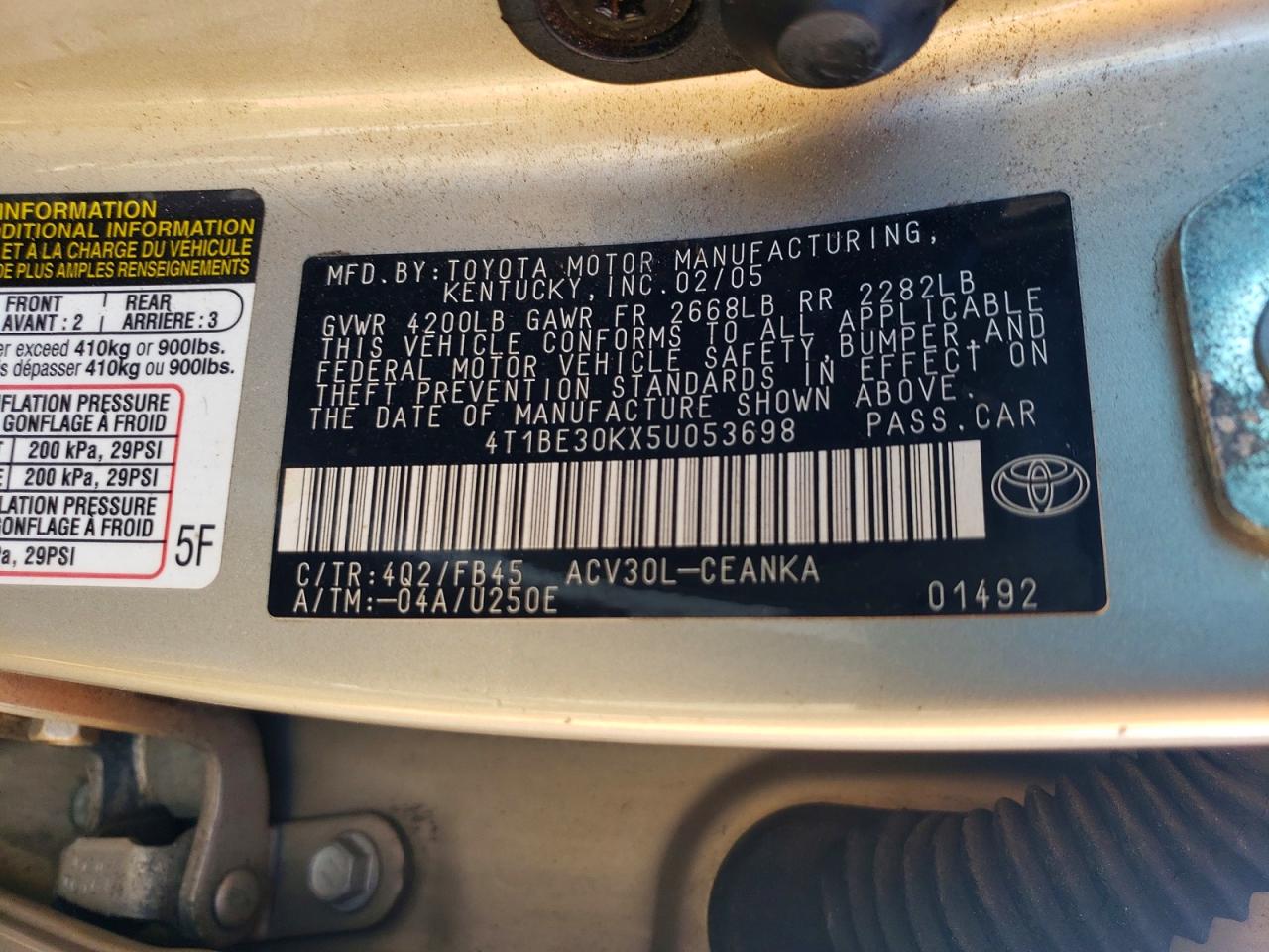 2005 TOYOTA CAMRY LE photo 23