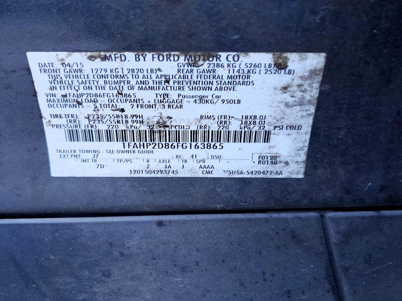 2015 FORD TAURUS SE photo 12