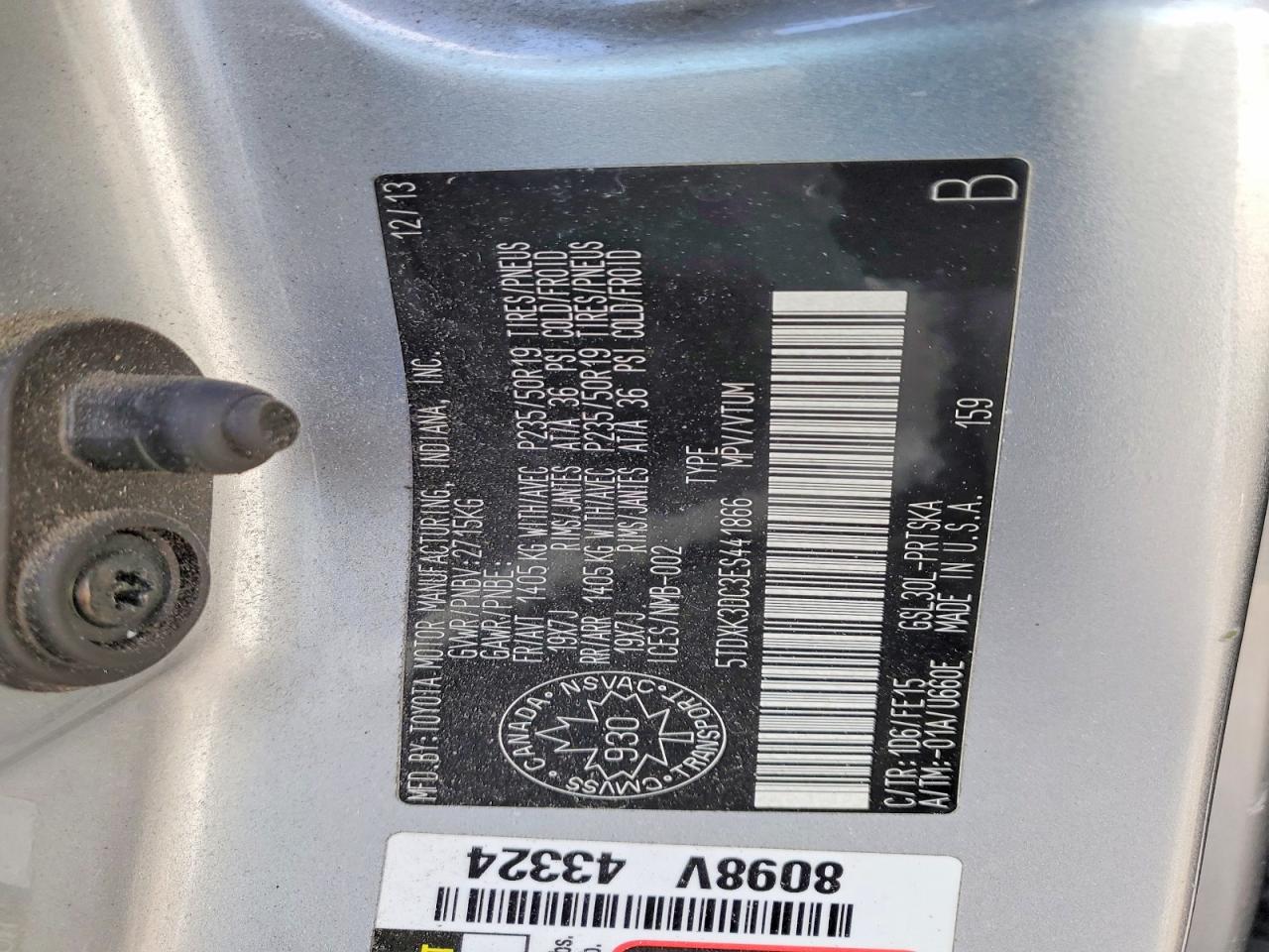 2014 TOYOTA SIENNA SE 8-PASSENGER photo 14
