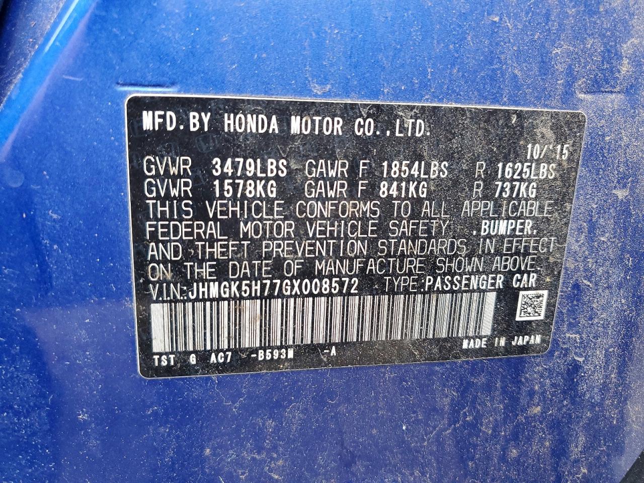 2016 HONDA FIT EX photo 12
