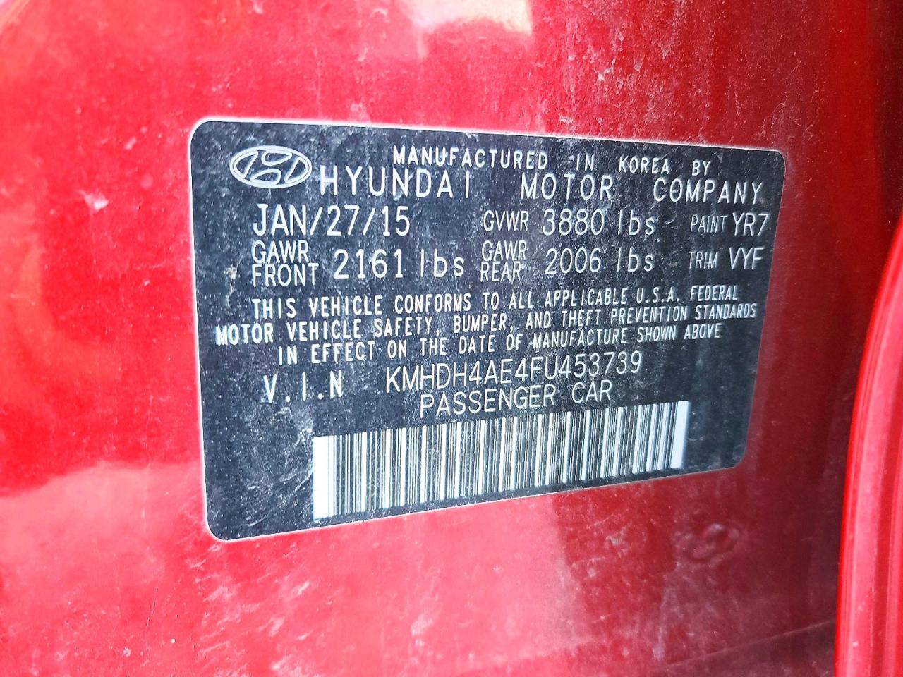 2015 HYUNDAI ELANTRA SE photo 23