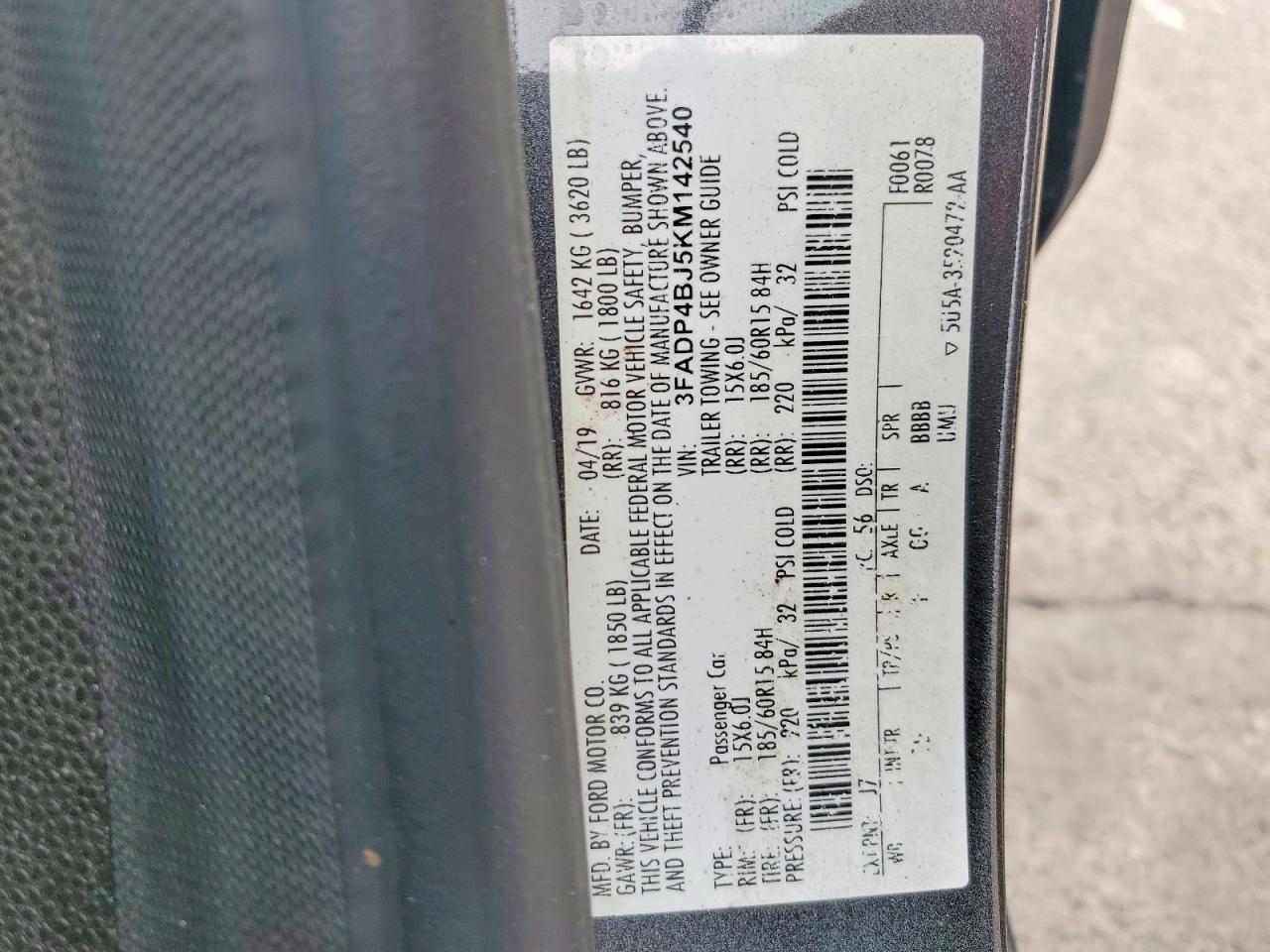 2019 FORD FIESTA SE photo 12