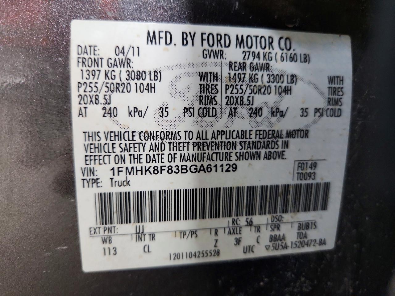 2011 FORD EXPLORER LIMITED photo 13